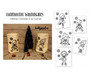 ITH Stickdatei - Lichtbeutel Wintergirls